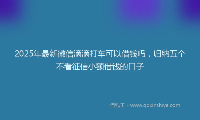 2025年最新微信滴滴打车可以借钱吗，归纳五个不看征信小额借钱的口子