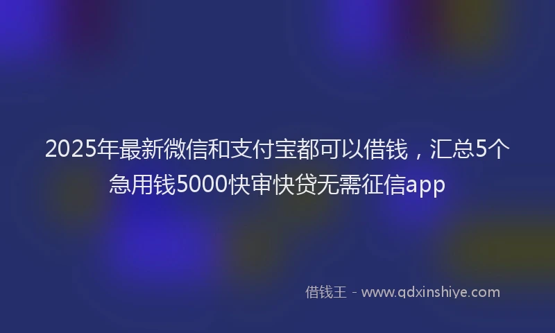 2025年最新微信和支付宝都可以借钱，汇总5个急用钱5000快审快贷无需征信app
