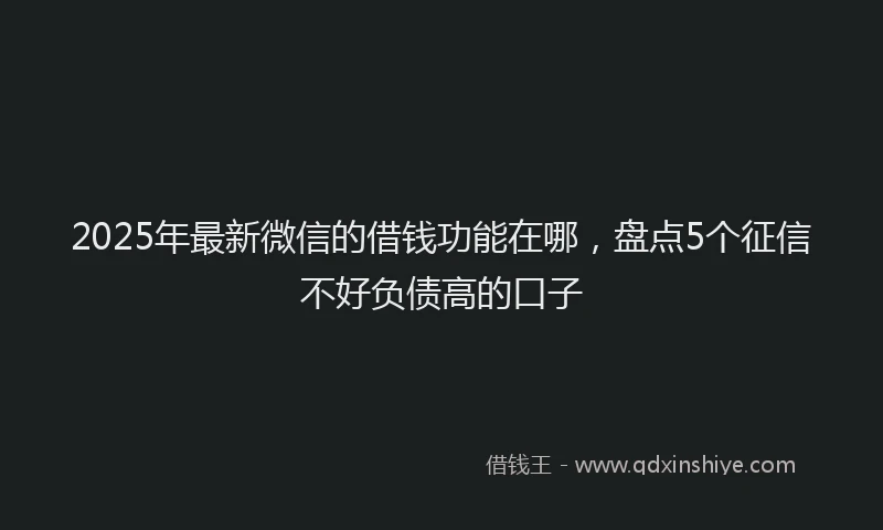2025年最新微信的借钱功能在哪，盘点5个征信不好负债高的口子