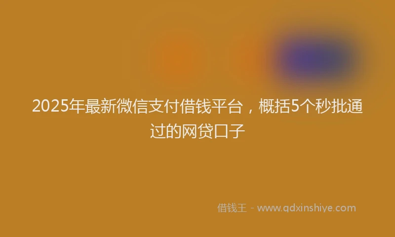 2025年最新微信支付借钱平台，概括5个秒批通过的网贷口子