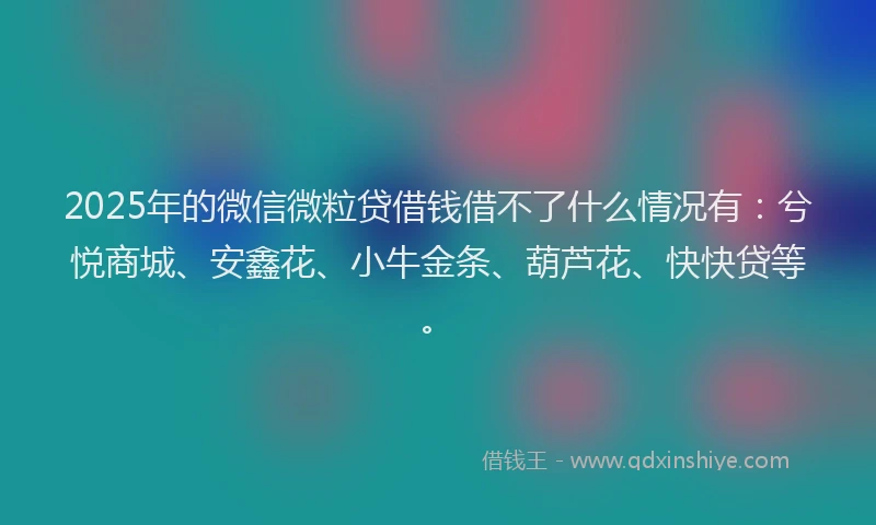 2025年的微信微粒贷借钱借不了什么情况有：兮悦商城、安鑫花、小牛金条、葫芦花、快快贷等。
