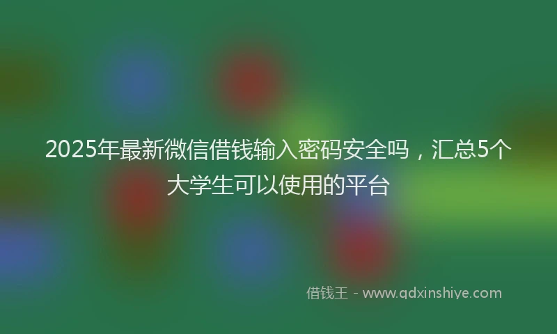 2025年最新微信借钱输入密码安全吗，汇总5个大学生可以使用的平台