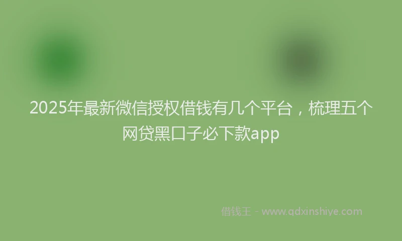 2025年最新微信授权借钱有几个平台，梳理五个网贷黑口子必下款app