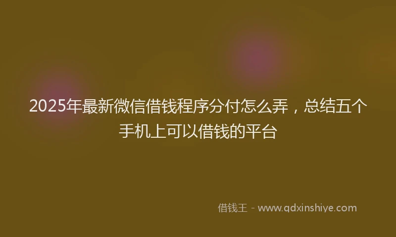 2025年最新微信借钱程序分付怎么弄，总结五个手机上可以借钱的平台