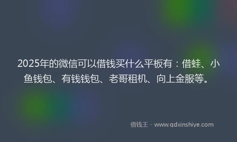 2025年的微信可以借钱买什么平板有：借蛙、小鱼钱包、有钱钱包、老哥租机、向上金服等。