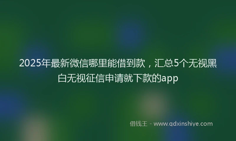 2025年最新微信哪里能借到款，汇总5个无视黑白无视征信申请就下款的app
