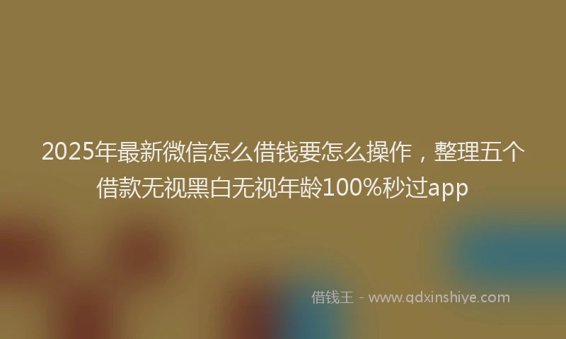 2025年最新微信怎么借钱要怎么操作，整理五个借款无视黑白无视年龄100%秒过app