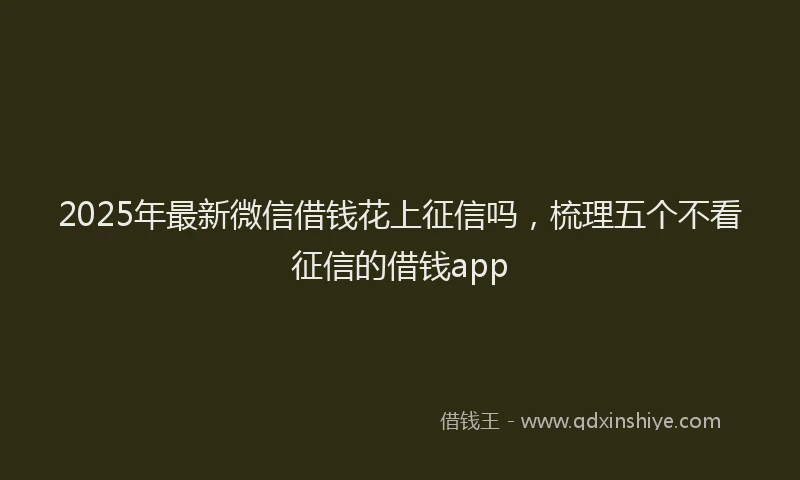 2025年最新微信借钱花上征信吗，梳理五个不看征信的借钱app