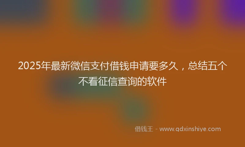 2025年最新微信支付借钱申请要多久，总结五个不看征信查询的软件