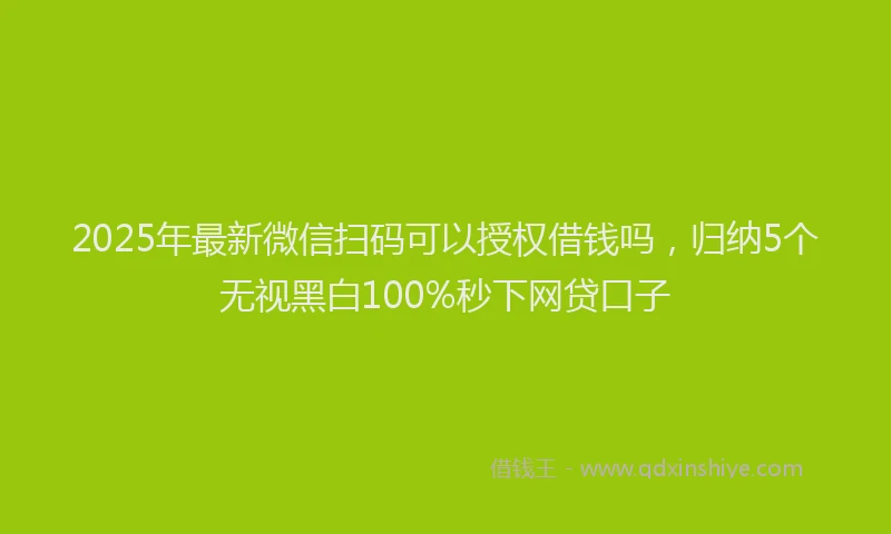 2025年最新微信扫码可以授权借钱吗，归纳5个无视黑白100%秒下网贷口子