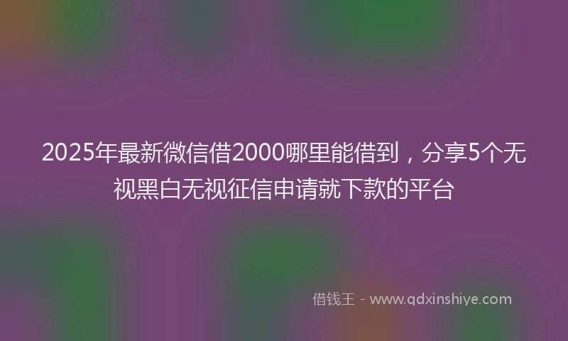 2025年最新微信借2000哪里能借到，分享5个无视黑白无视征信申请就下款的平台