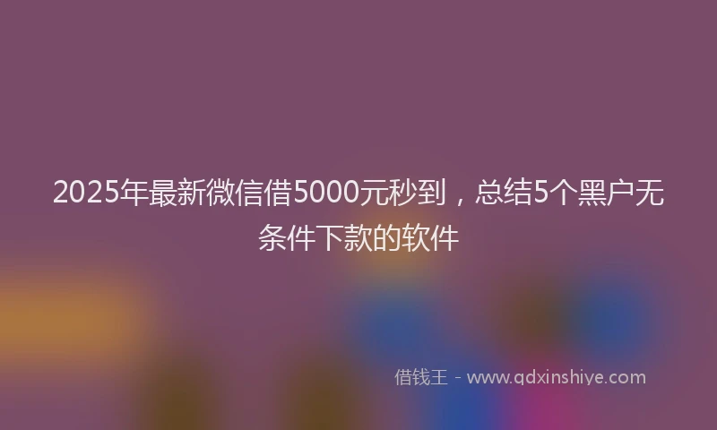 2025年最新微信借5000元秒到，总结5个黑户无条件下款的软件