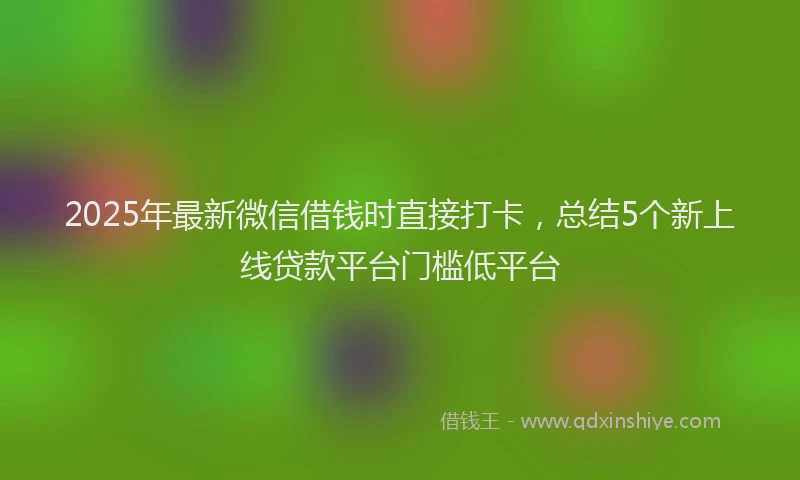 2025年最新微信借钱时直接打卡，总结5个新上线贷款平台门槛低平台