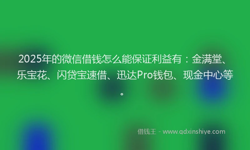 2025年的微信借钱怎么能保证利益有：金满堂、乐宝花、闪贷宝速借、迅达Pro钱包、现金中心等。