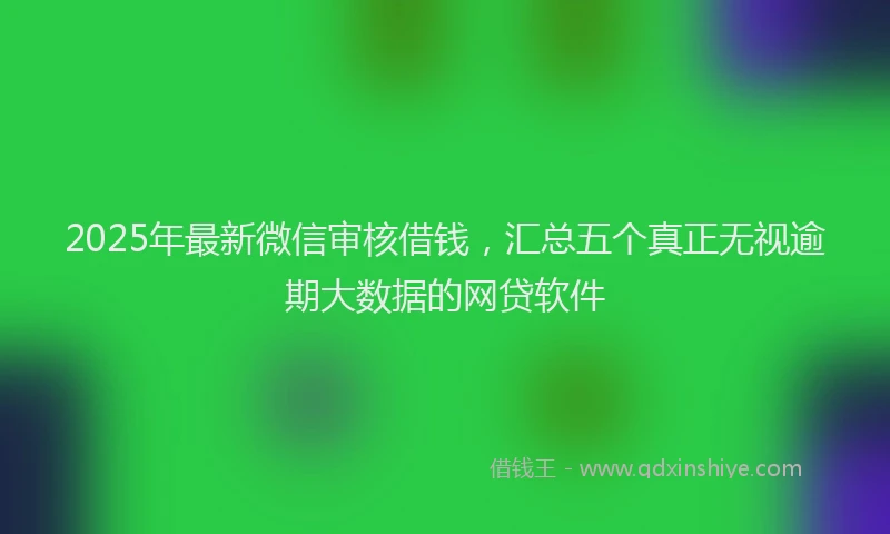 2025年最新微信审核借钱，汇总五个真正无视逾期大数据的网贷软件