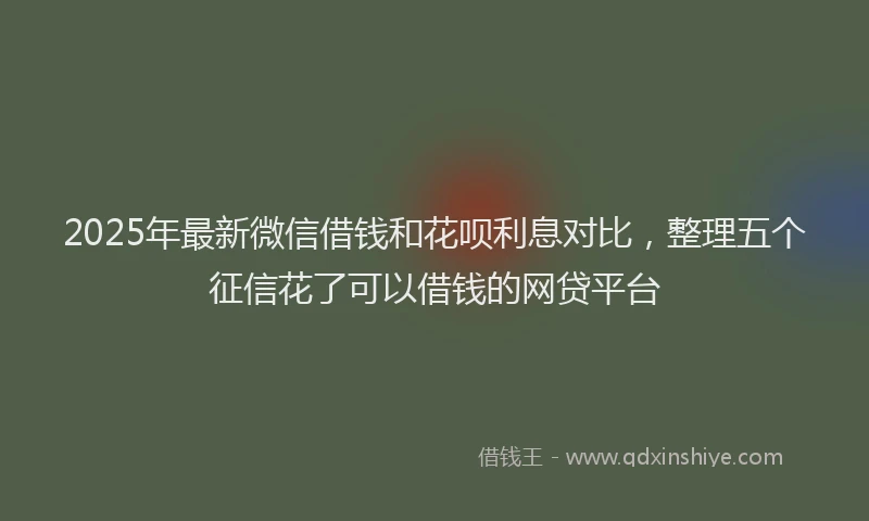 2025年最新微信借钱和花呗利息对比，整理五个征信花了可以借钱的网贷平台
