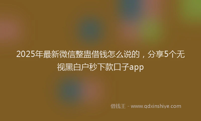 2025年最新微信整蛊借钱怎么说的，分享5个无视黑白户秒下款口子app