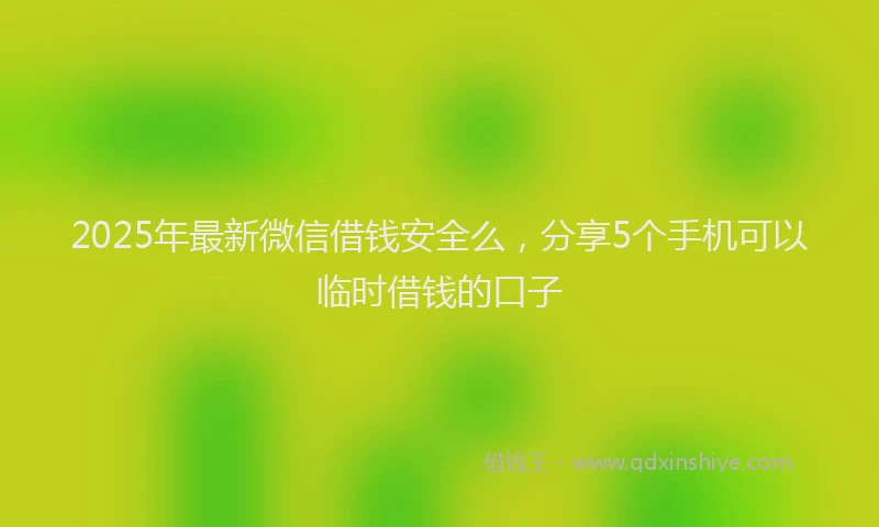 2025年最新微信借钱安全么，分享5个手机可以临时借钱的口子