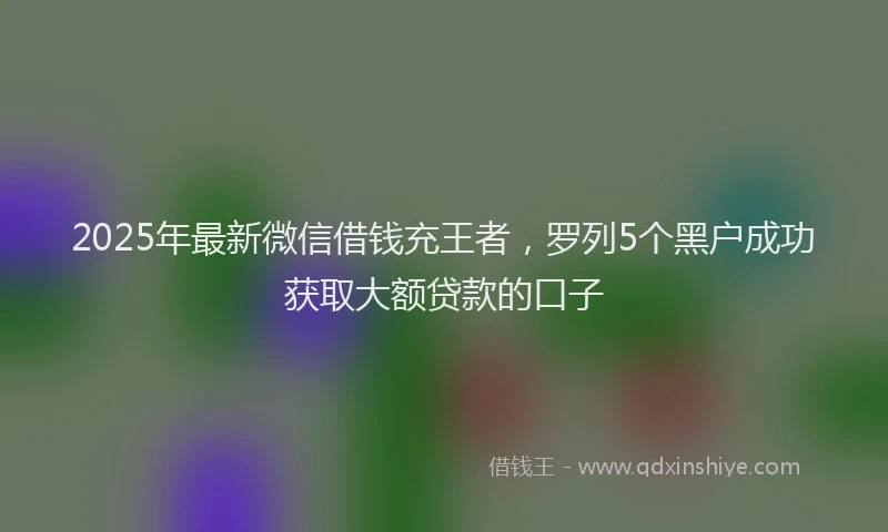 2025年最新微信借钱充王者，罗列5个黑户成功获取大额贷款的口子