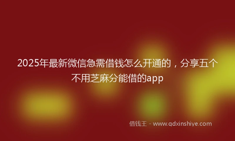 2025年最新微信急需借钱怎么开通的，分享五个不用芝麻分能借的app