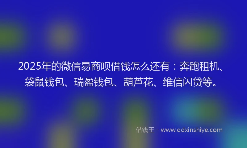 2025年的微信易商呗借钱怎么还有：奔跑租机、袋鼠钱包、瑞盈钱包、葫芦花、维信闪贷等。