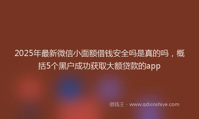 2025年最新微信小面额借钱安全吗是真的吗，概括5个黑户成功获取大额贷款的app