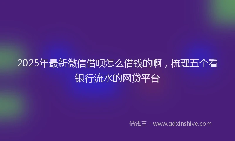2025年最新微信借呗怎么借钱的啊，梳理五个看银行流水的网贷平台