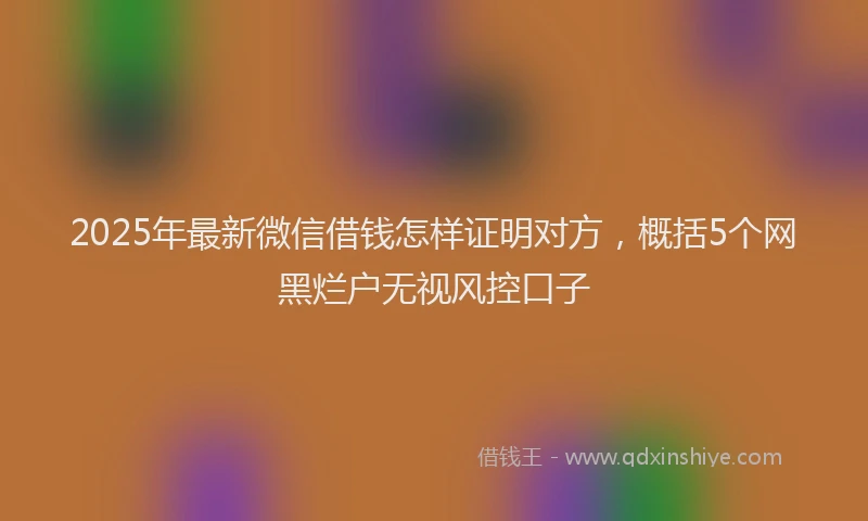2025年最新微信借钱怎样证明对方，概括5个网黑烂户无视风控口子