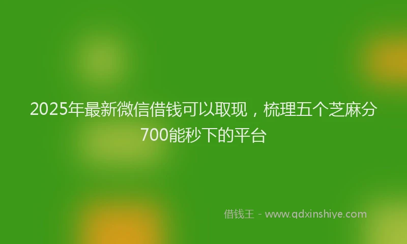 2025年最新微信借钱可以取现，梳理五个芝麻分700能秒下的平台