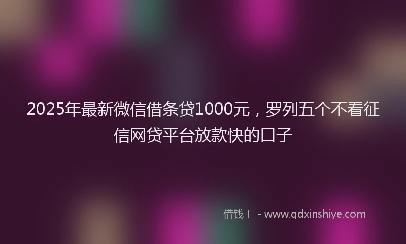 2025年最新微信借条贷1000元，罗列五个不看征信网贷平台放款快的口子