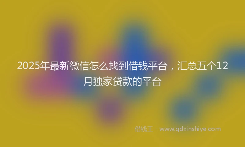 2025年最新微信怎么找到借钱平台，汇总五个12月独家贷款的平台
