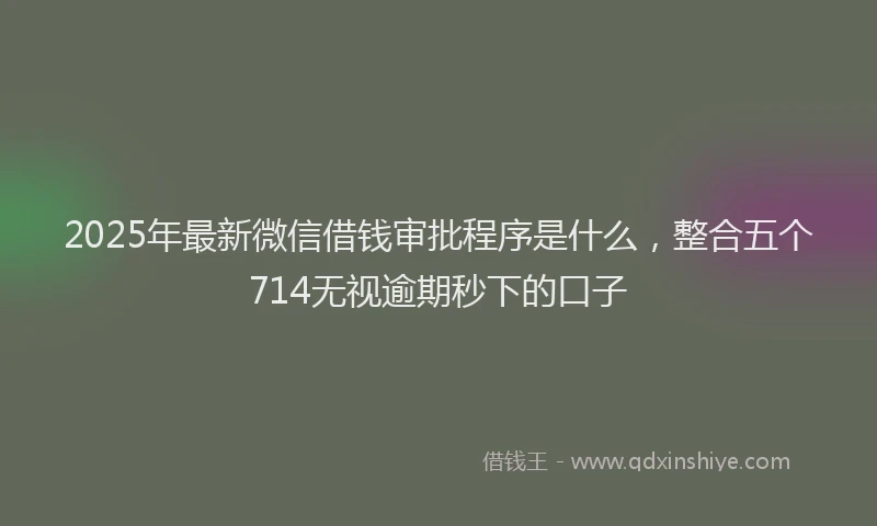 2025年最新微信借钱审批程序是什么，整合五个714无视逾期秒下的口子