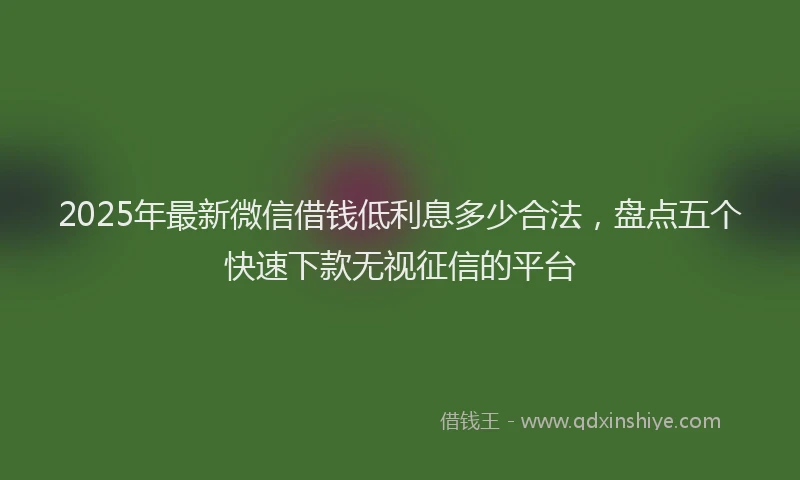 2025年最新微信借钱低利息多少合法，盘点五个快速下款无视征信的平台