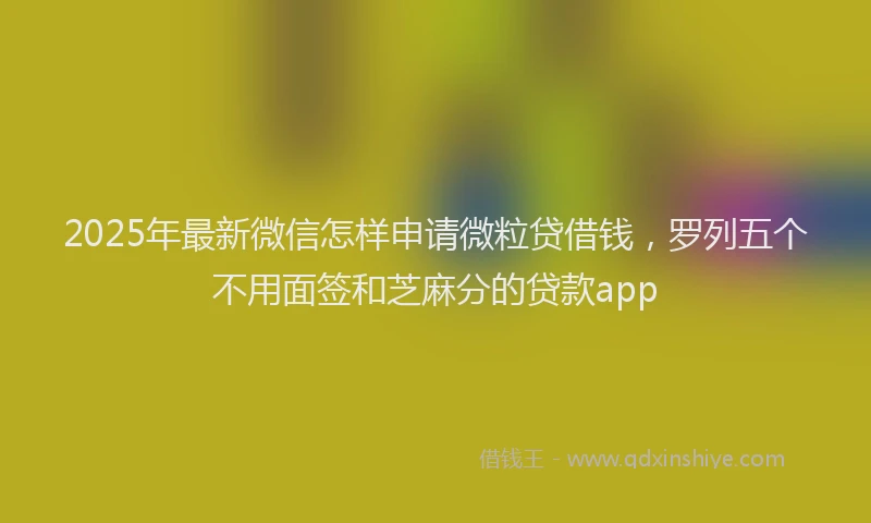 2025年最新微信怎样申请微粒贷借钱，罗列五个不用面签和芝麻分的贷款app