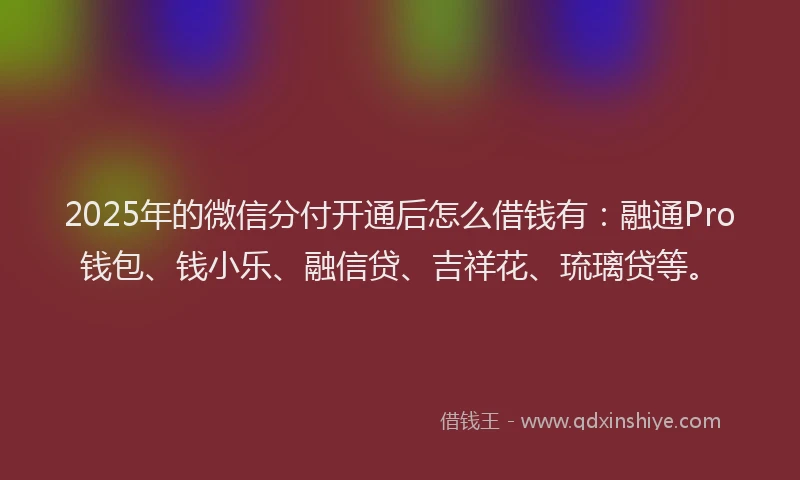 2025年的微信分付开通后怎么借钱有：融通Pro钱包、钱小乐、融信贷、吉祥花、琉璃贷等。