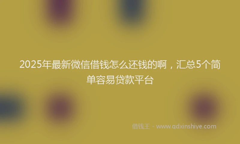 2025年最新微信借钱怎么还钱的啊，汇总5个简单容易贷款平台