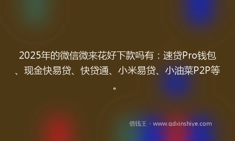2025年的微信微来花好下款吗有：速贷Pro钱包、现金快易贷、快贷通、小米易贷、小油菜P2P等。