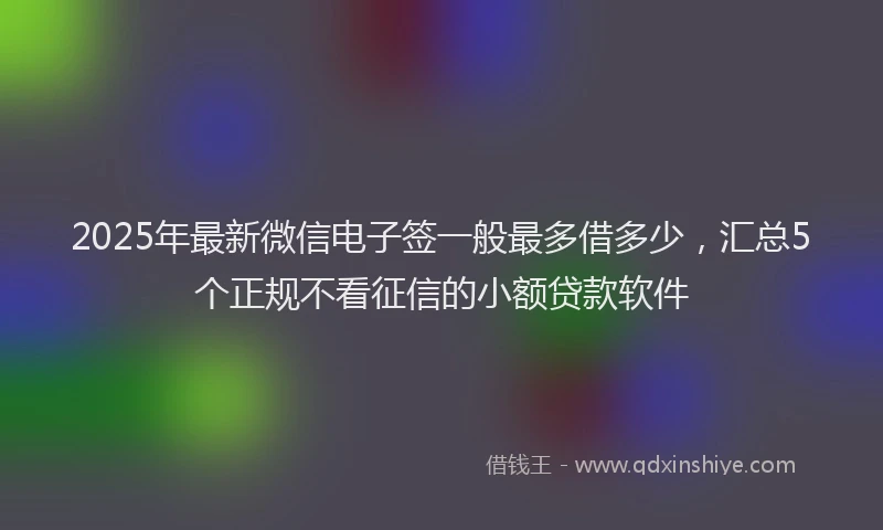 2025年最新微信电子签一般最多借多少，汇总5个正规不看征信的小额贷款软件