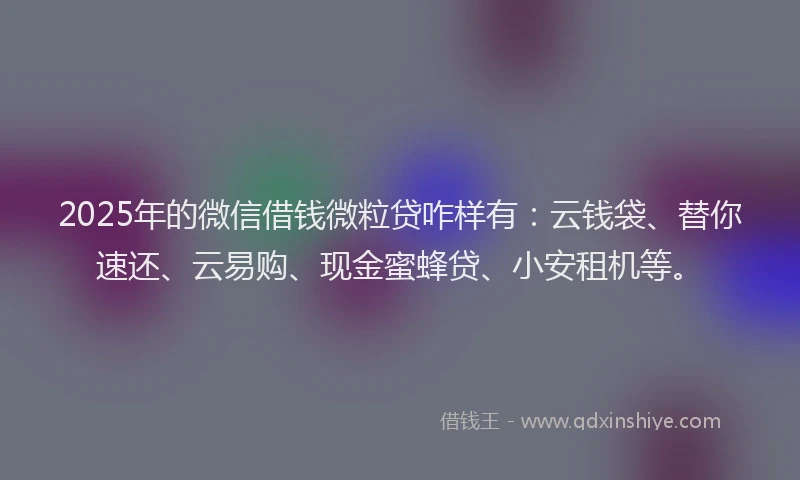 2025年的微信借钱微粒贷咋样有：云钱袋、替你速还、云易购、现金蜜蜂贷、小安租机等。