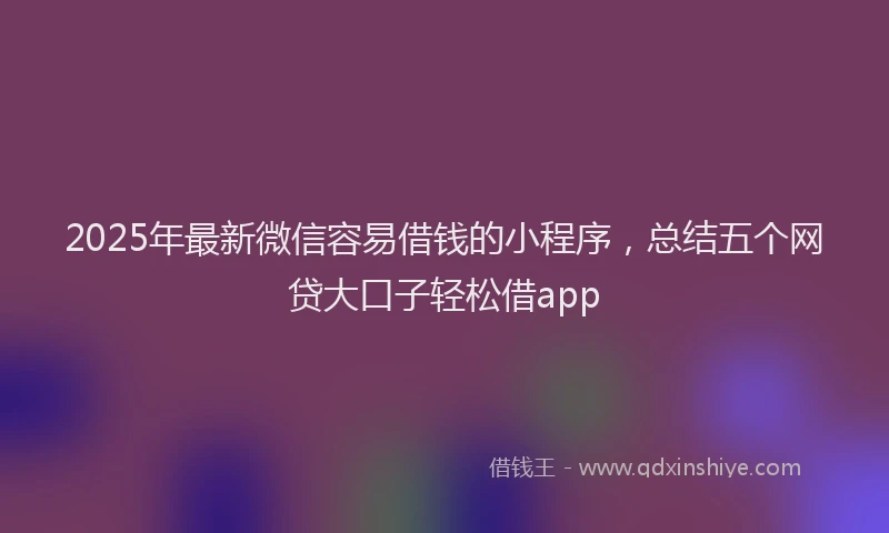 2025年最新微信容易借钱的小程序，总结五个网贷大口子轻松借app