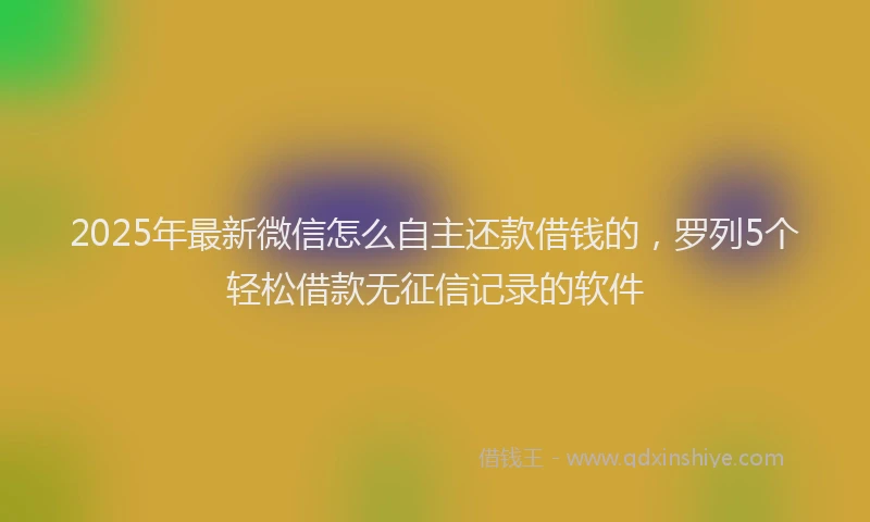 2025年最新微信怎么自主还款借钱的，罗列5个轻松借款无征信记录的软件