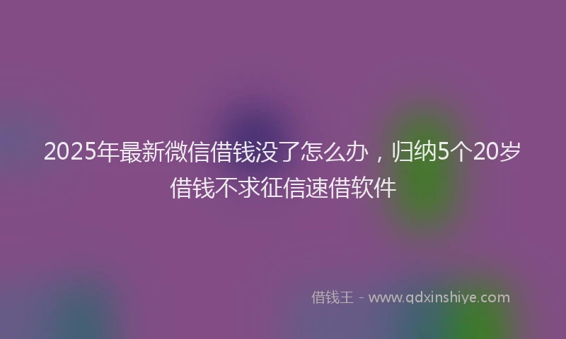 2025年最新微信借钱没了怎么办，归纳5个20岁借钱不求征信速借软件