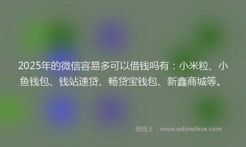 2025年的微信容易多可以借钱吗有：小米粒、小鱼钱包、钱站速贷、畅贷宝钱包、新鑫商城等。