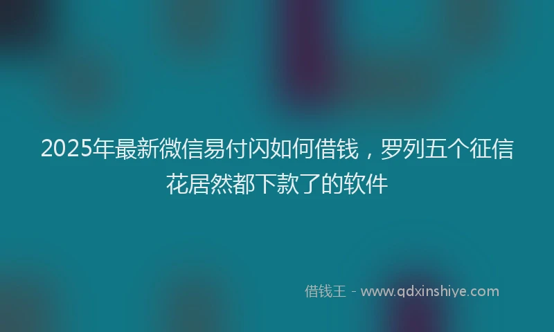 2025年最新微信易付闪如何借钱，罗列五个征信花居然都下款了的软件