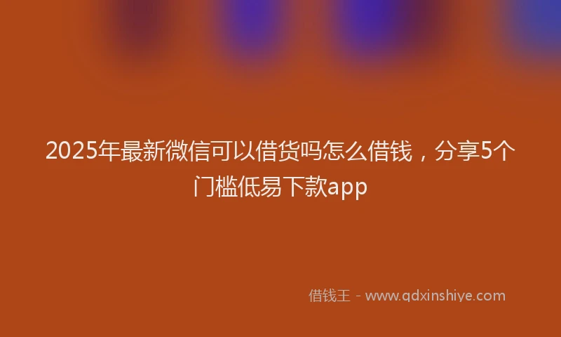 2025年最新微信可以借货吗怎么借钱，分享5个门槛低易下款app
