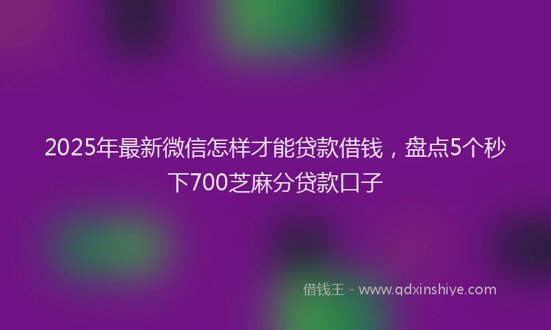 2025年最新微信怎样才能贷款借钱，盘点5个秒下700芝麻分贷款口子