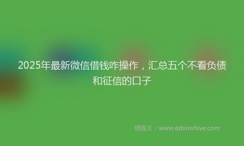 2025年最新微信借钱咋操作，汇总五个不看负债和征信的口子