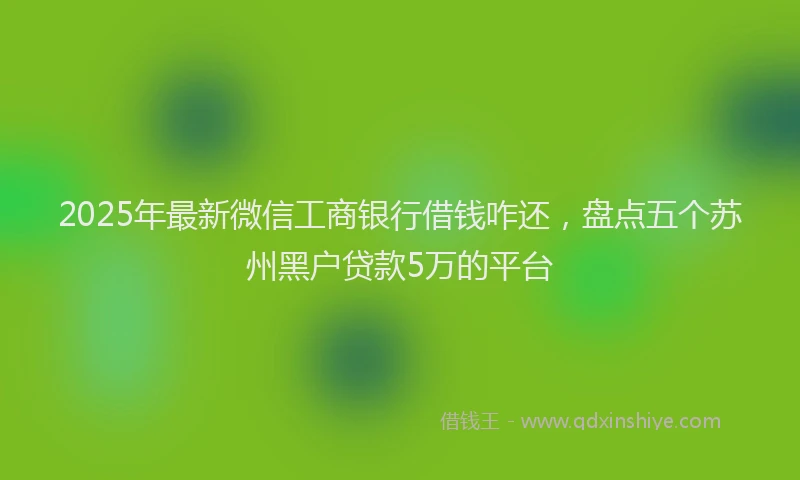2025年最新微信工商银行借钱咋还，盘点五个苏州黑户贷款5万的平台