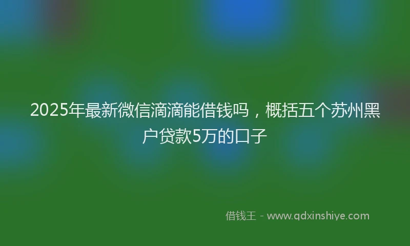 2025年最新微信滴滴能借钱吗，概括五个苏州黑户贷款5万的口子