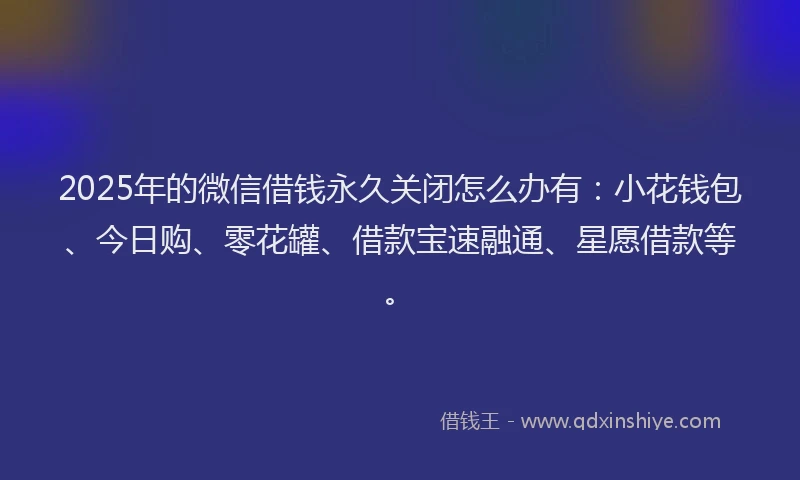 2025年的微信借钱永久关闭怎么办有：小花钱包、今日购、零花罐、借款宝速融通、星愿借款等。